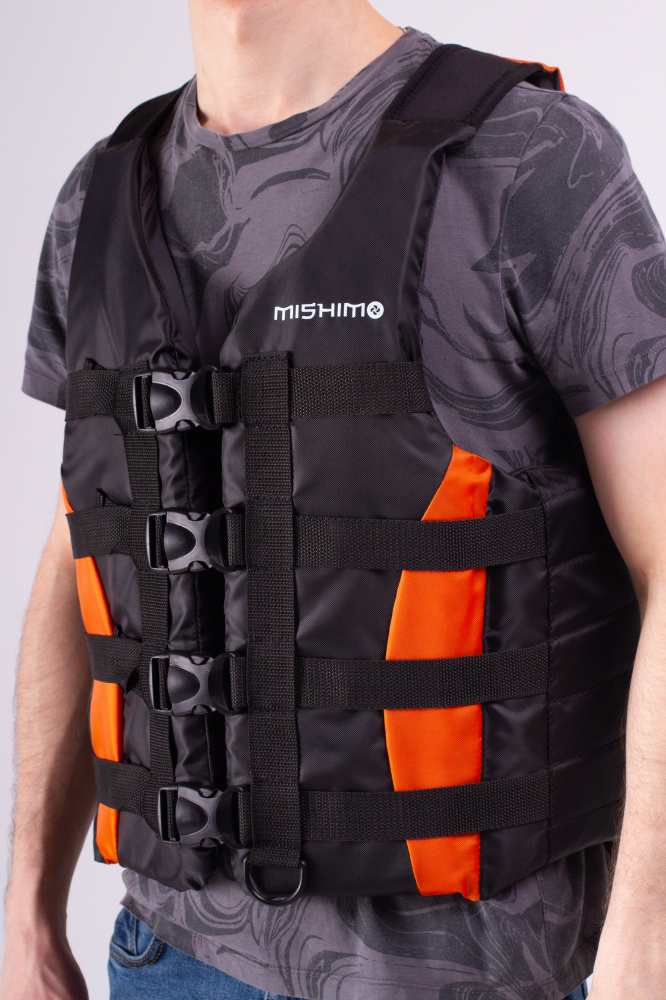 Жилет спасательный MISHIMO PRO Премиум качества Черно-оранжевый в Новокузнецке