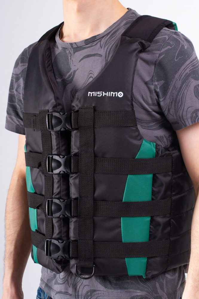 Жилет спасательный MISHIMO PRO Премиум качества Черно-зеленый в Новокузнецке