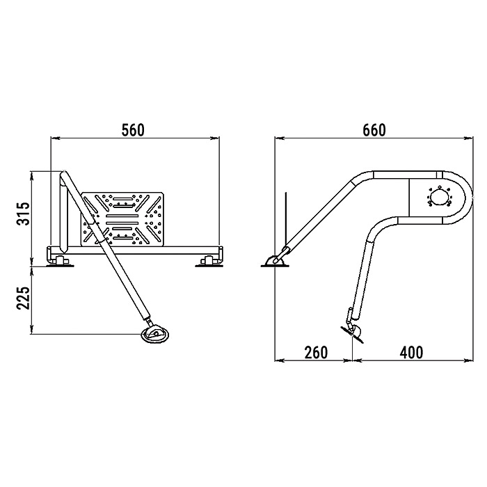 Стойка рулевая с креплением на баллон надувной лодки 25мм в Новокузнецке