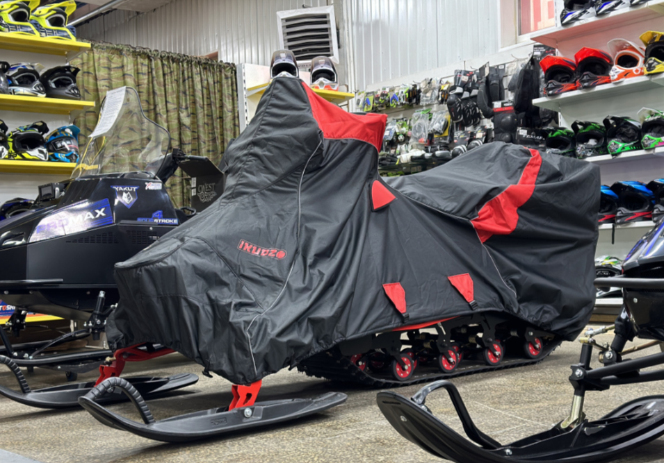 Чехол транспорт. снегохода IKUDZO HUNTER черно-красный Оксфорд ПРЕМИУМ качества с лого IKUDZO в Новокузнецке