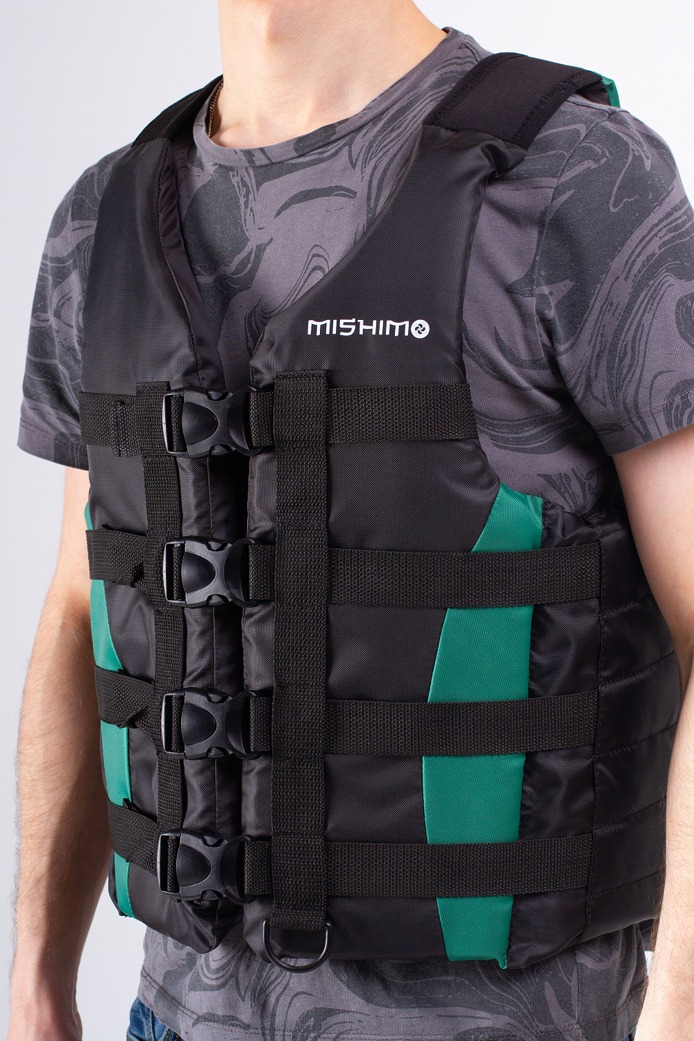 Жилет спасательный MISHIMO PRO Премиум качества Черно-зеленый в Новокузнецке