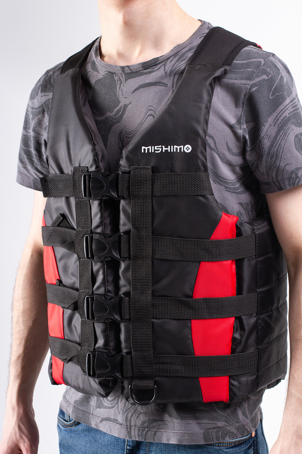 Жилет спасательный MISHIMO PRO Премиум качества Черно-красный в Новокузнецке